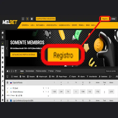Acesse os sites e registre-se no site da Melbet