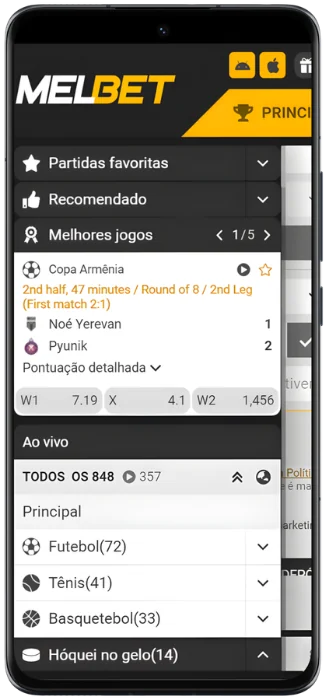 Melbet Sport Captura de tela do programa